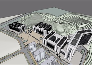 某详细的多栋医院建筑楼设计SU(草图大师)模型