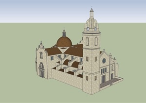 欧式风格详细多层教堂SU(草图大师)模型