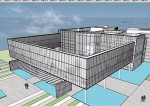 现代两层售楼部建筑素材设计SU(草图大师)模型