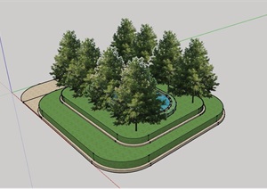 园林景观种植池及水池设计SU(草图大师)模型