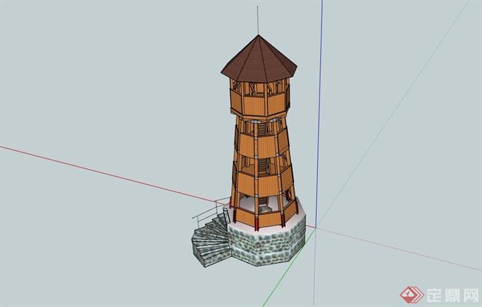 中式园林景观塔素材设计su模型