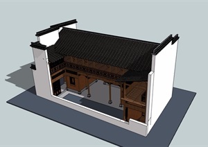 两层中式文化建筑楼设计SU(草图大师)模型