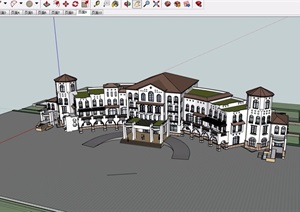 西班牙会所多层详细建筑楼SU(草图大师)模型
