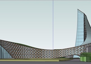 独特造型的办公中心建筑SU(草图大师)模型