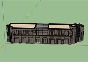 新古典风格两层详细的商业楼设计SU(草图大师)模型