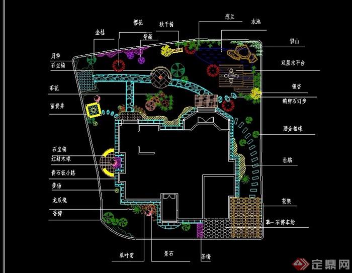 现代别墅庭院景观cad平面图