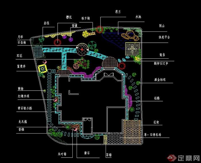 现代别墅庭院景观cad平面图