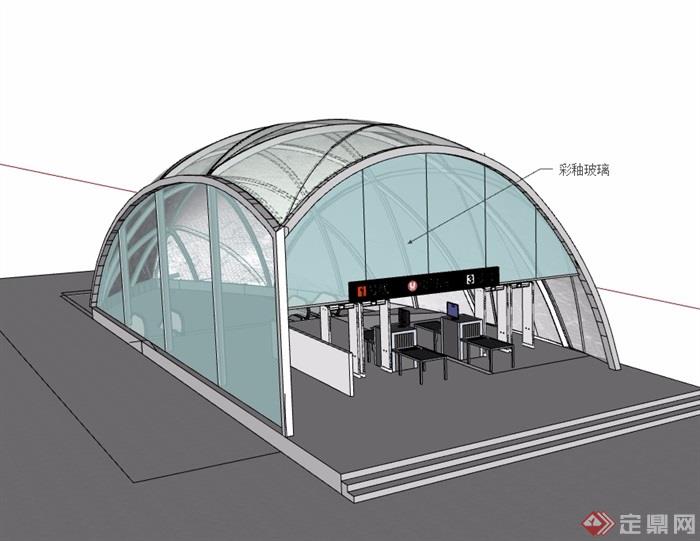 地铁站出入口玻璃廊设计su模型