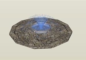 园林景观旱喷泉水钵设计SU(草图大师)模型