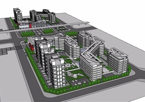 办公、居住综合区建筑设计SU(草图大师)模型