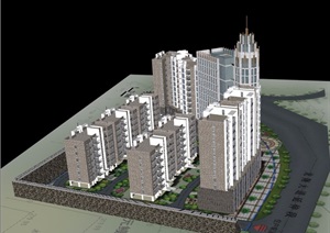 商业住宅小区建筑楼规划SU(草图大师)模型