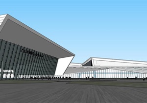 现代创意折板屋顶几何切削形体大跨结构国际会展中心文化展示博物馆