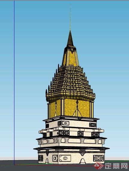 东南亚风情景观塔楼设计su模型