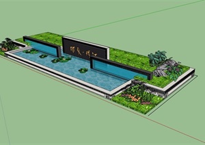 水池种植池景墙设计SU(草图大师)模型