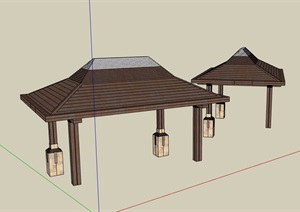 东南亚风格详细完整的亭子素材设计SU(草图大师)模型