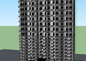 中式单栋住宅高层模型