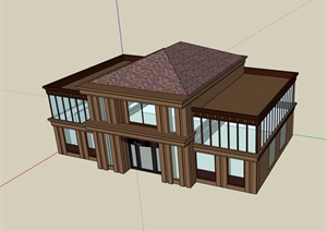 欧式风格两层商业售楼建筑SU(草图大师)模型