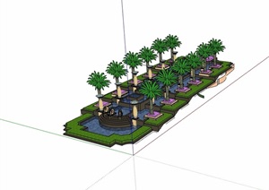 台阶式水池及种植池素材设计SU(草图大师)模型