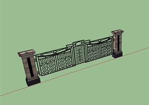 现代风格详细完整的栏杆围墙设计SU(草图大师)模型