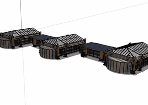 欧式风格商业玻璃房建筑设计SU(草图大师)模型