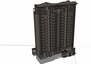 欧式风格商业住宅高层小区楼SU(草图大师)模型