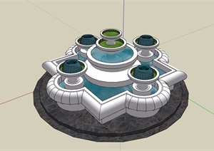 详细完整的水钵水池设计SU(草图大师)模型