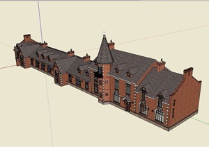 欧式经典详细完整的教堂建筑SU(草图大师)模型