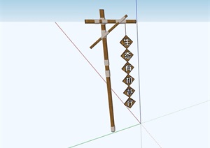 中式详细的标志牌素材设计SU(草图大师)模型