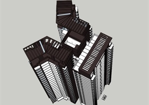 现代风格高层住宅SU(草图大师)模型 02