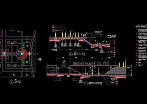 瀑布水池详细景观cad施工图