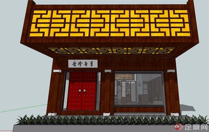 现代中式古典商业茶馆室内设计su模型