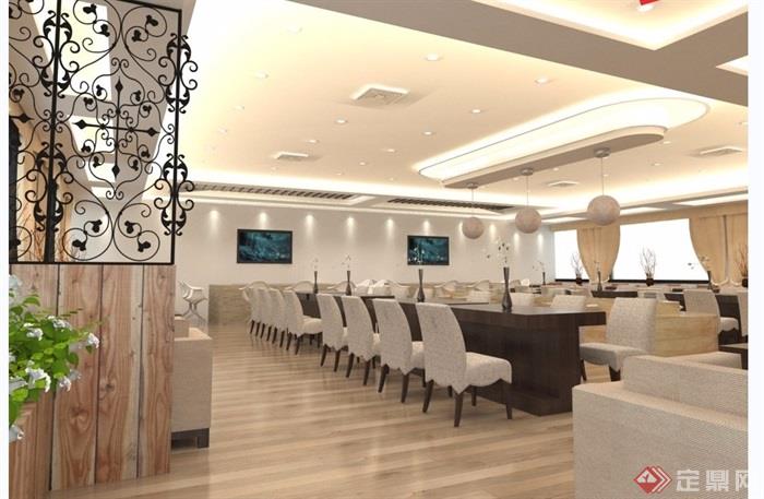 餐厅详细室内空间设计su模型带效果图餐厅