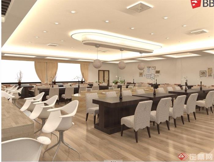 餐厅详细室内空间设计su模型带效果图餐厅