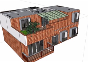 复式两层住宅室内空间SU(草图大师)模型