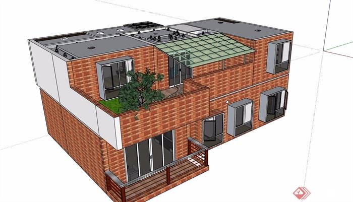 复式两层住宅室内空间su模型