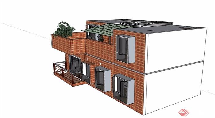 复式两层住宅室内空间su模型