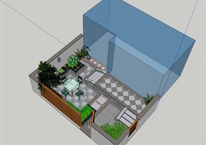SU草图大师庭院花园模型 、