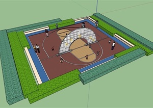 现代风格详细的运动球场设计SU(草图大师)模型