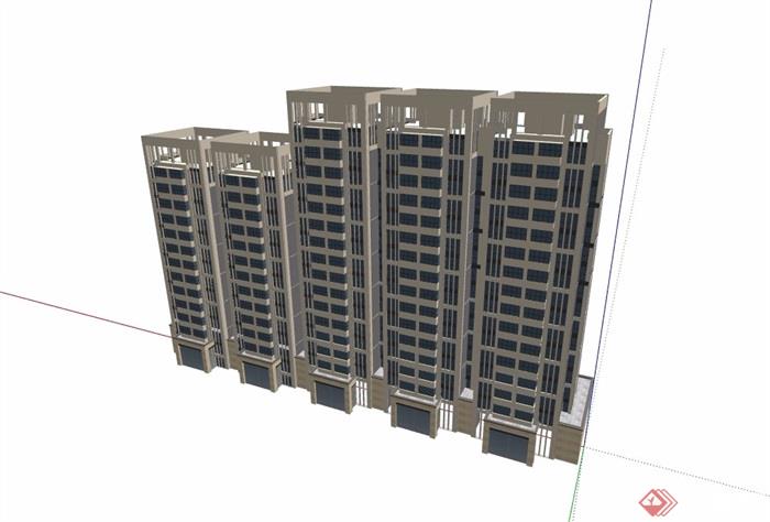 商业住宅高层建筑楼su模型