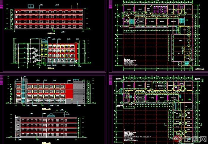 某四层小学校教育建筑cad施工图