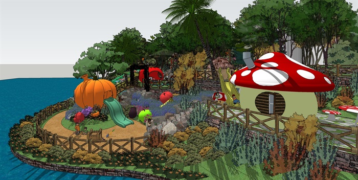 农业度假观光亲子活动儿童游乐设施景观设计SU模型SketchUp素材库(3)