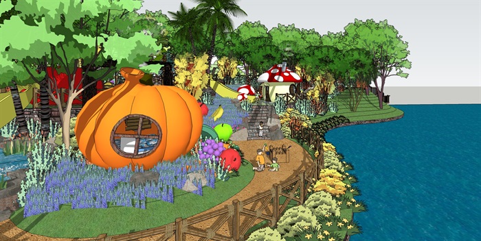 农业度假观光亲子活动儿童游乐设施景观设计SU模型SketchUp素材库(7)