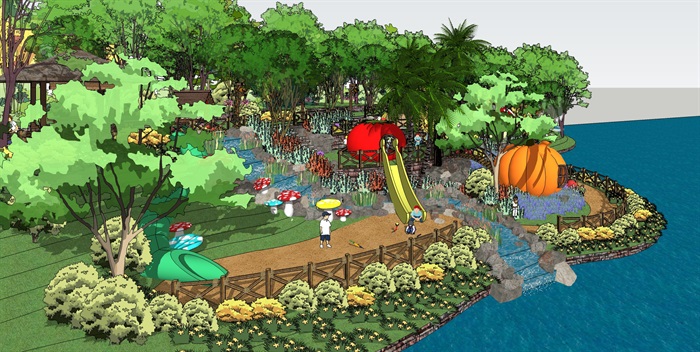 农业度假观光亲子活动儿童游乐设施景观设计SU模型SketchUp素材库(8)