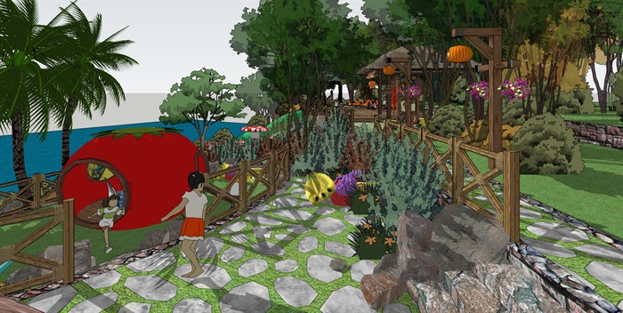 农业度假观光亲子活动儿童游乐设施景观设计SU模型SketchUp素材库(9)