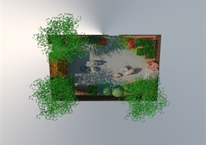 私家庭院绿化景观日式风格sketchup模型