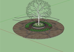 圆形树池及种植池设计SU(草图大师)模型