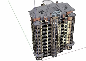 详细11层居住楼建筑SU(草图大师)模型