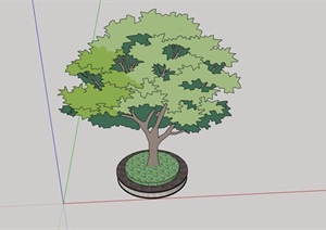 现代圆形详细的树池设计SU(草图大师)模型