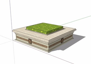 现代园林景观树池及坐凳SU(草图大师)模型