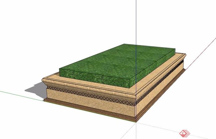 现代长方形树池设计su模型